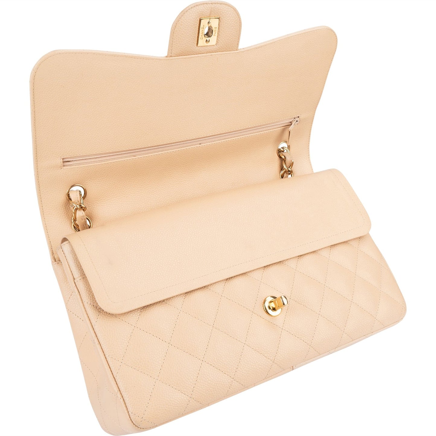 Chanel Caviar Leather Jumbo Double Flap Shoulder Crossbody Bag