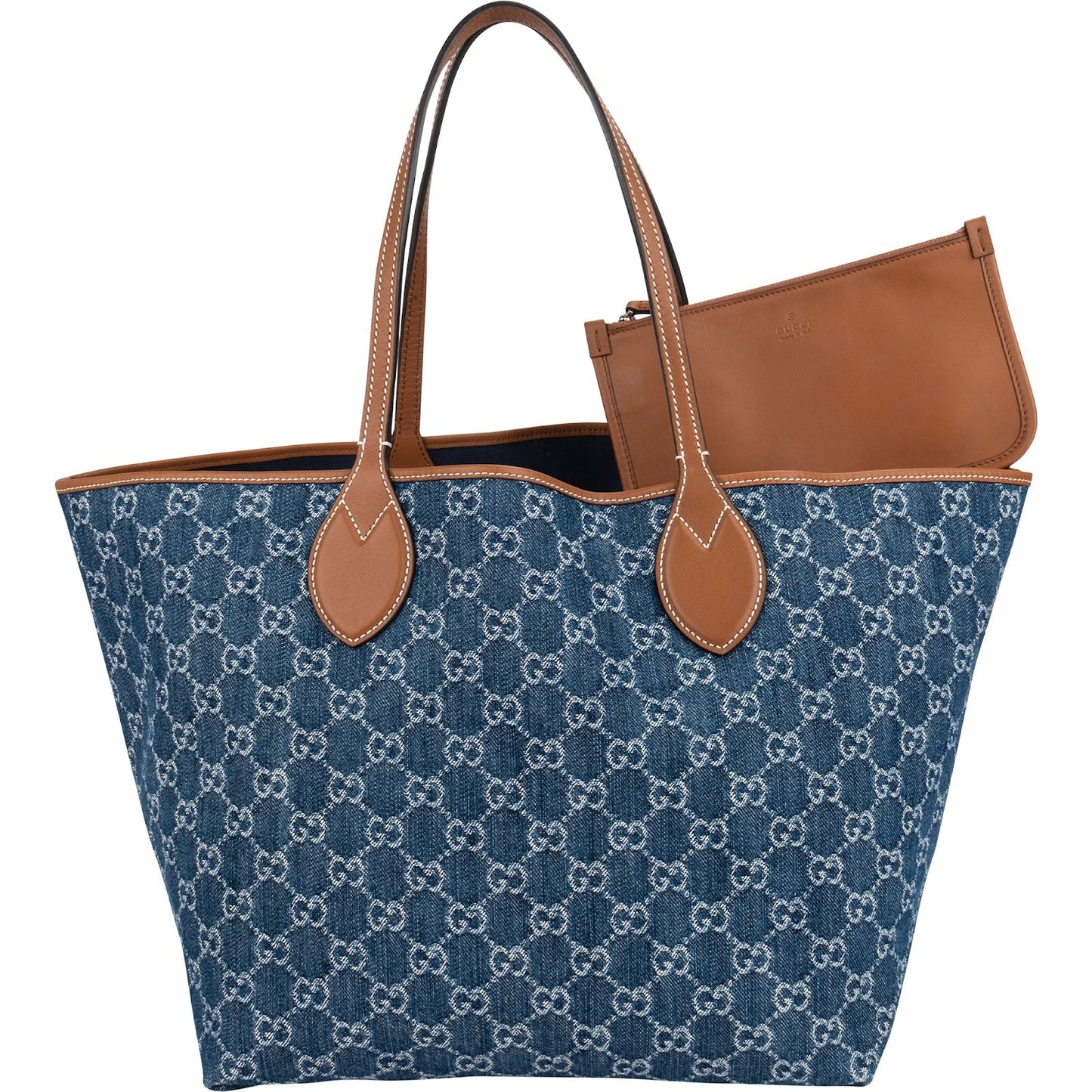 Gucci Monogram Denim GG Tote Shoulder Bag