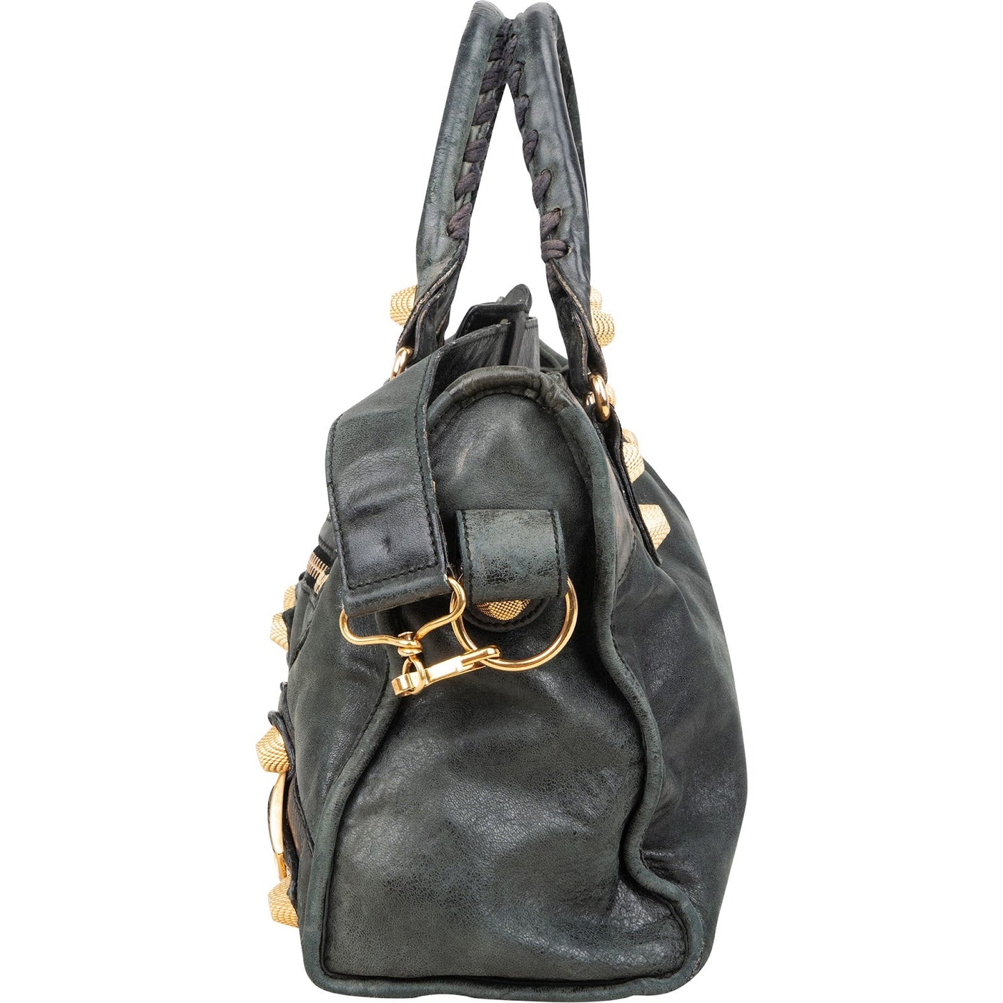 Balenciaga Dark Green Leather City Handbag