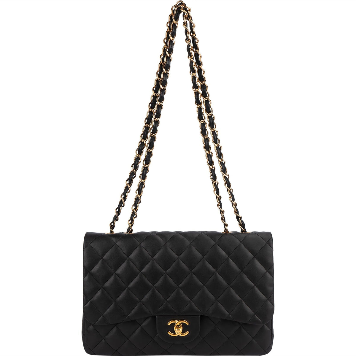 Chanel Quilted Lambskin Jumbo Single Flap Shoulder Crossbody Bag