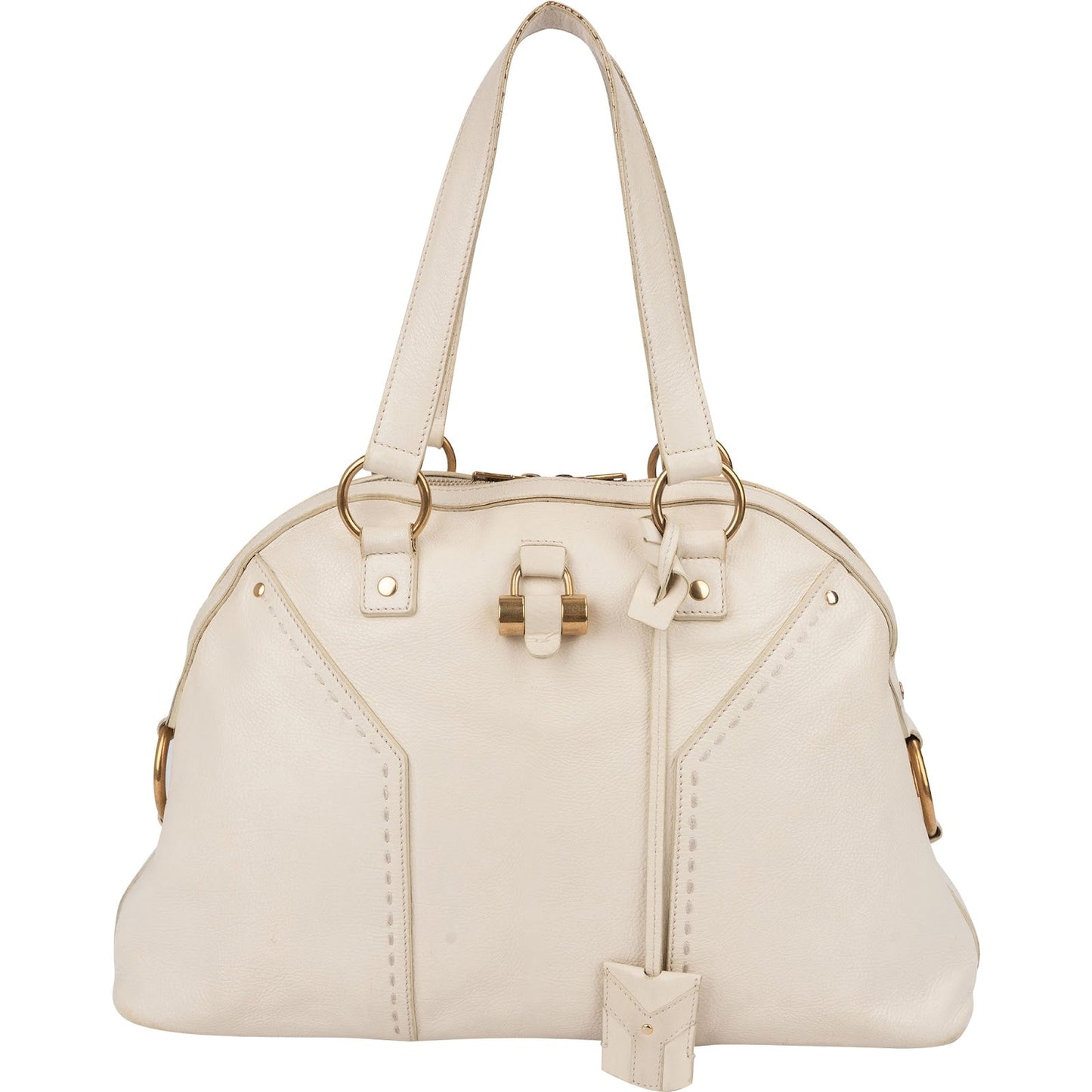 Yves Saint Laurent White Leather Medium Muse Handbag