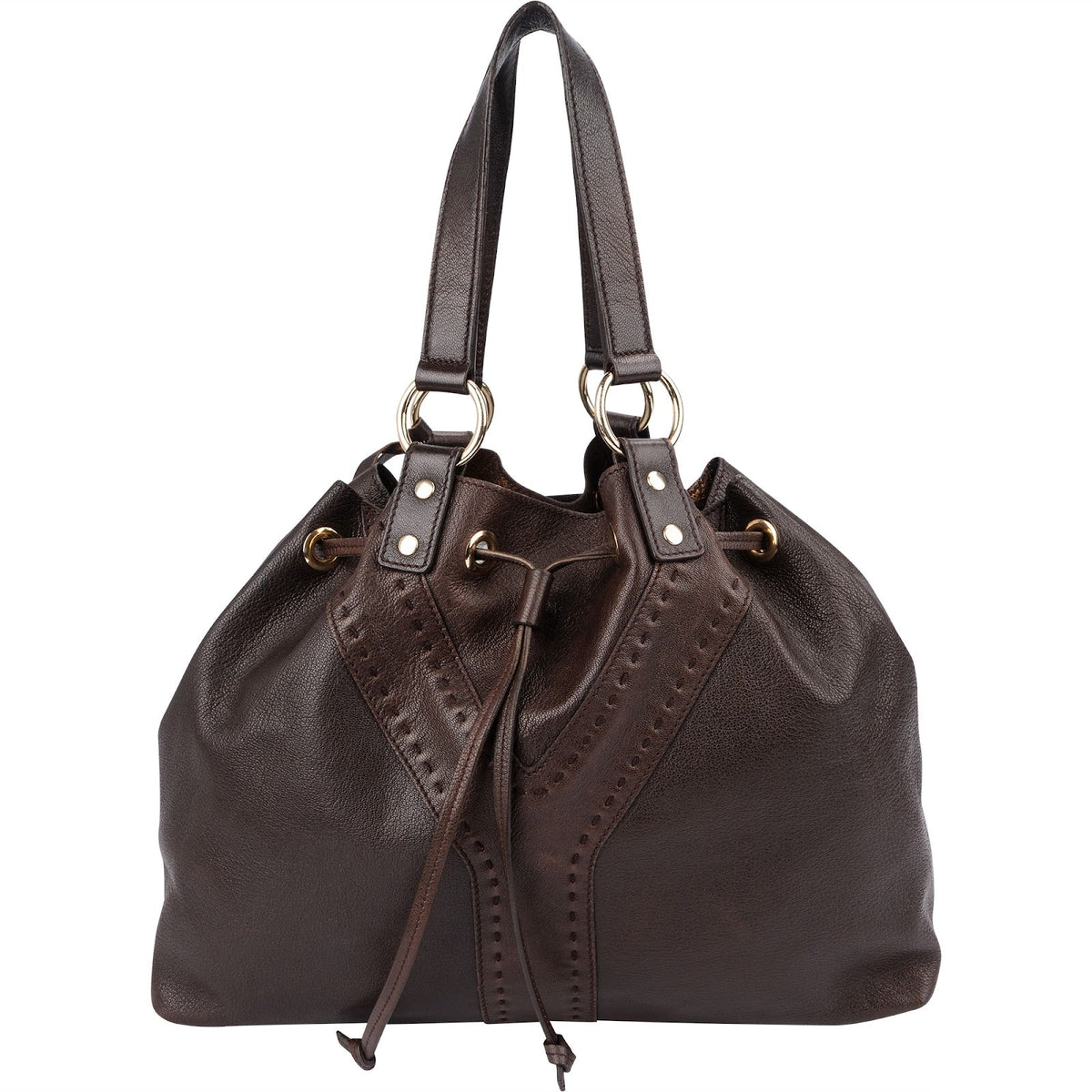 Yves Saint Laurent Leather Y-Mail Drawstring Tote Shoulder Bag