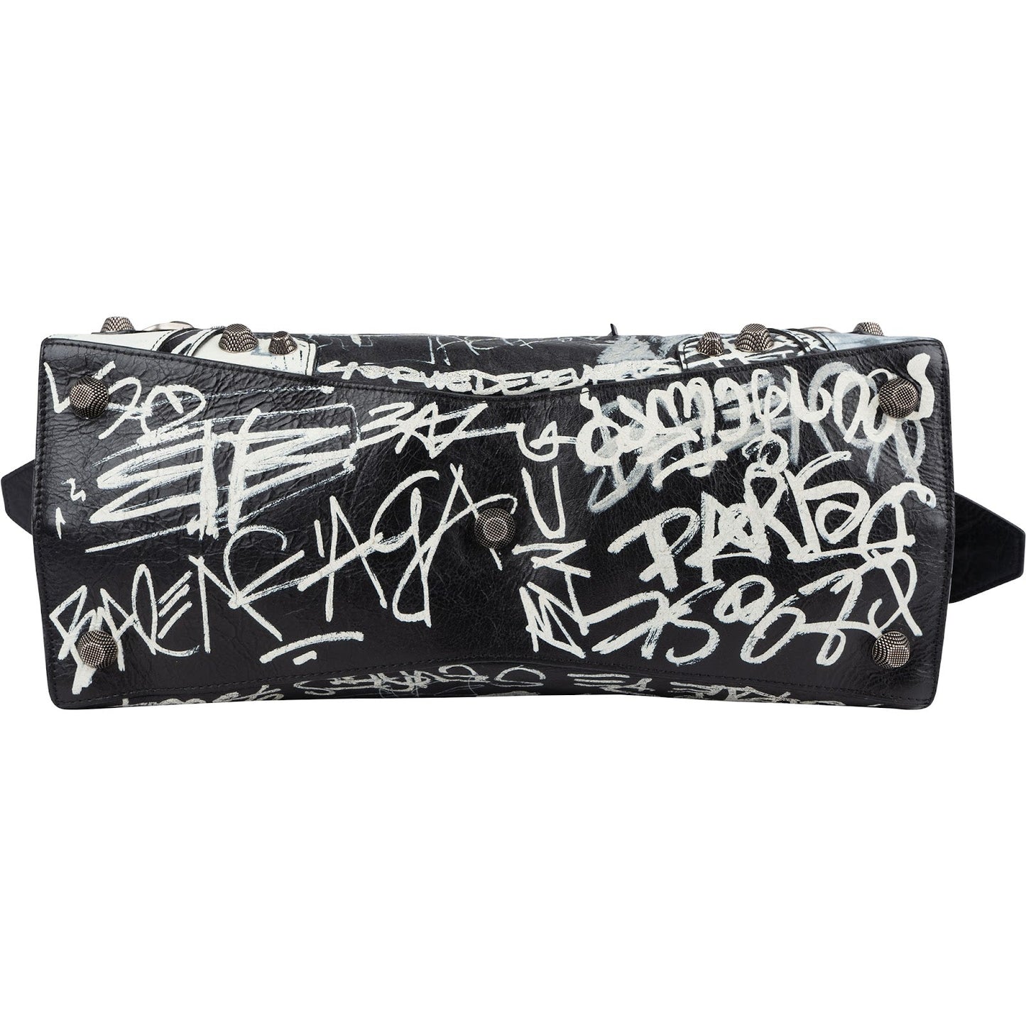 Balenciaga Graffiti Print Leather Neo Cagole City Handbag