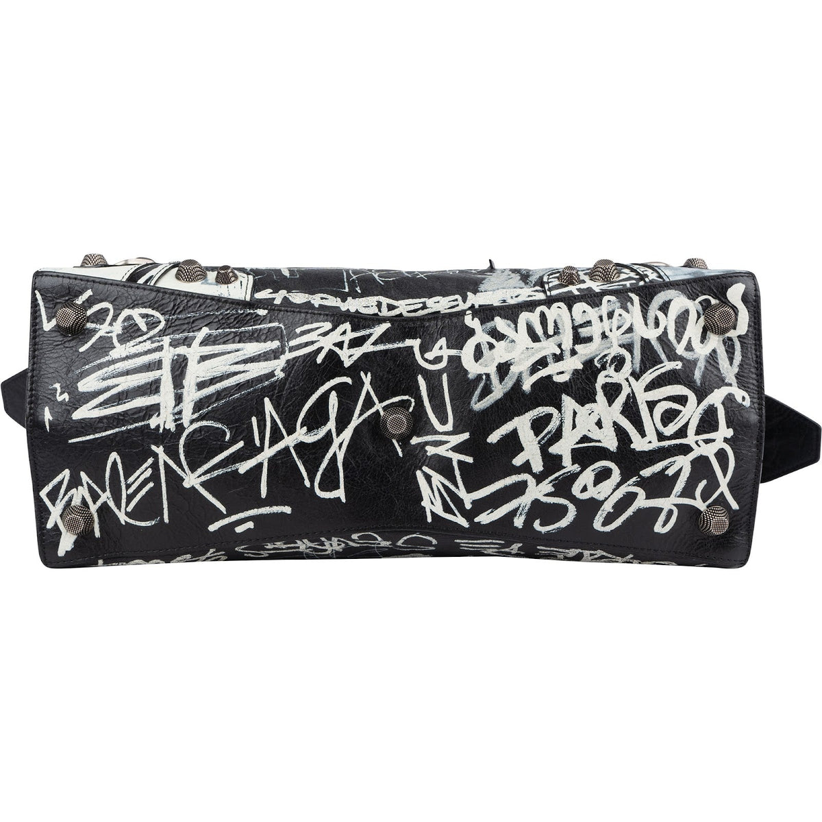 Balenciaga Graffiti Print Leather Neo Cagole City Handbag