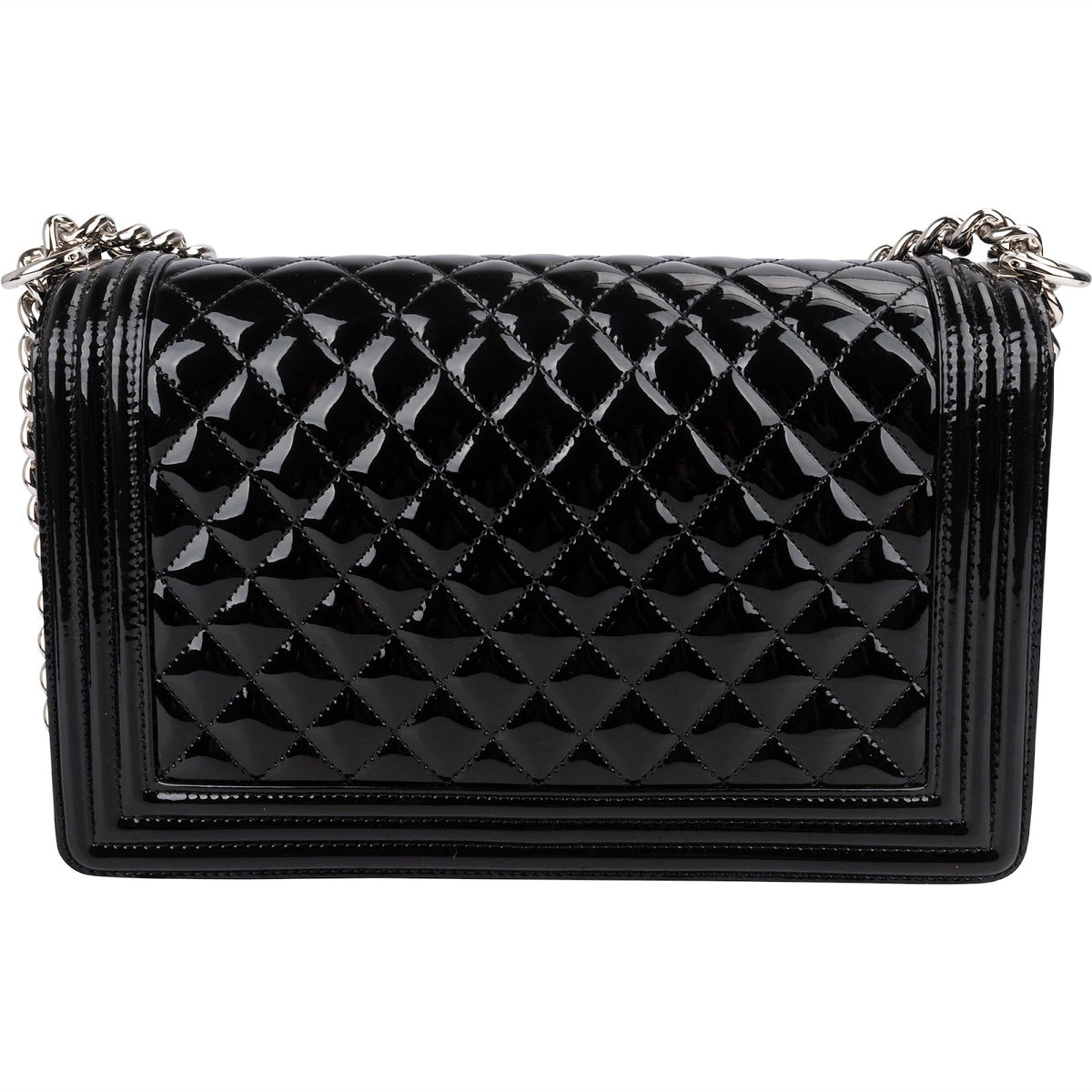 Chanel Quilted Patent Caviar Leather Large Boy Single Flap Crossbody Bag