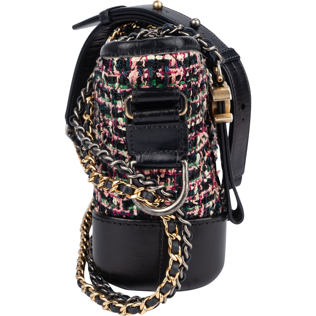 Chanel Tweed Leather Gabrielle Bicolor Chain Small Crossbody Bag
