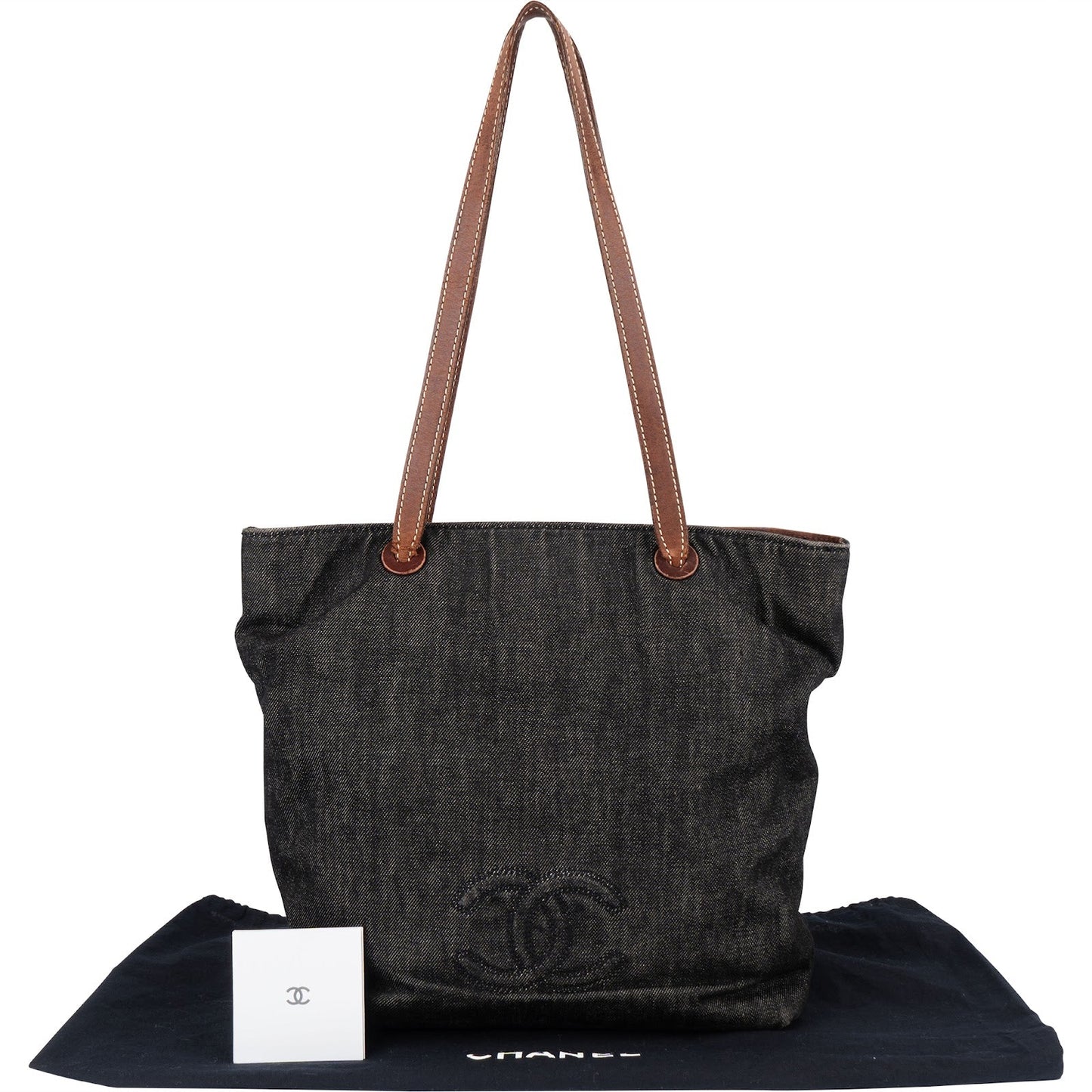 Chanel Maxi Denim CC Stitch Tote Shoulder Bag