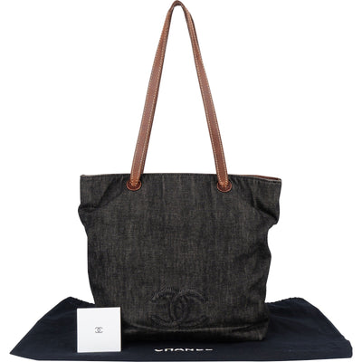 Chanel Maxi Denim CC Stitch Tote Shoulder Bag