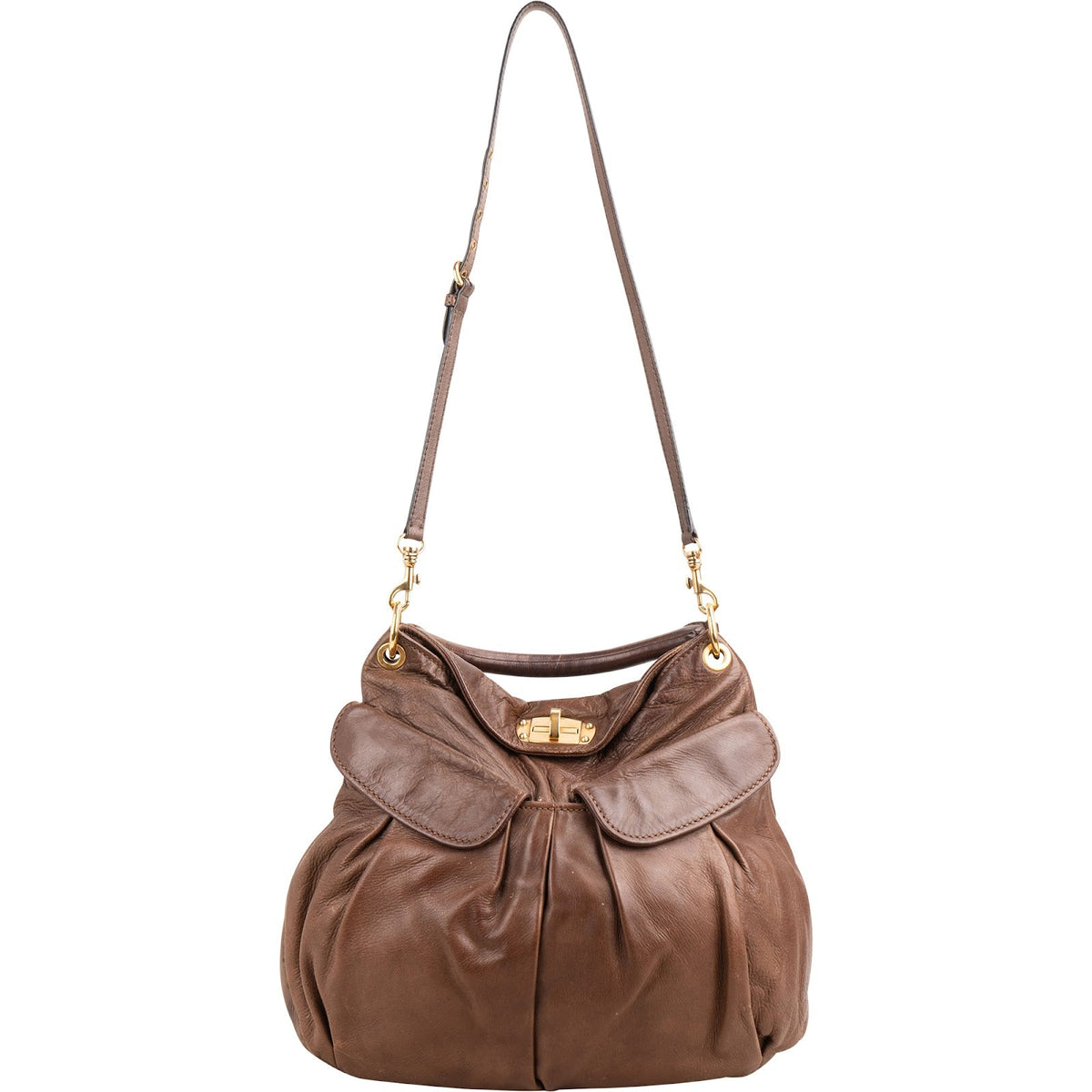 Miu Miu Vitello Daino Leather Coffer Hobo Shoulder Bag