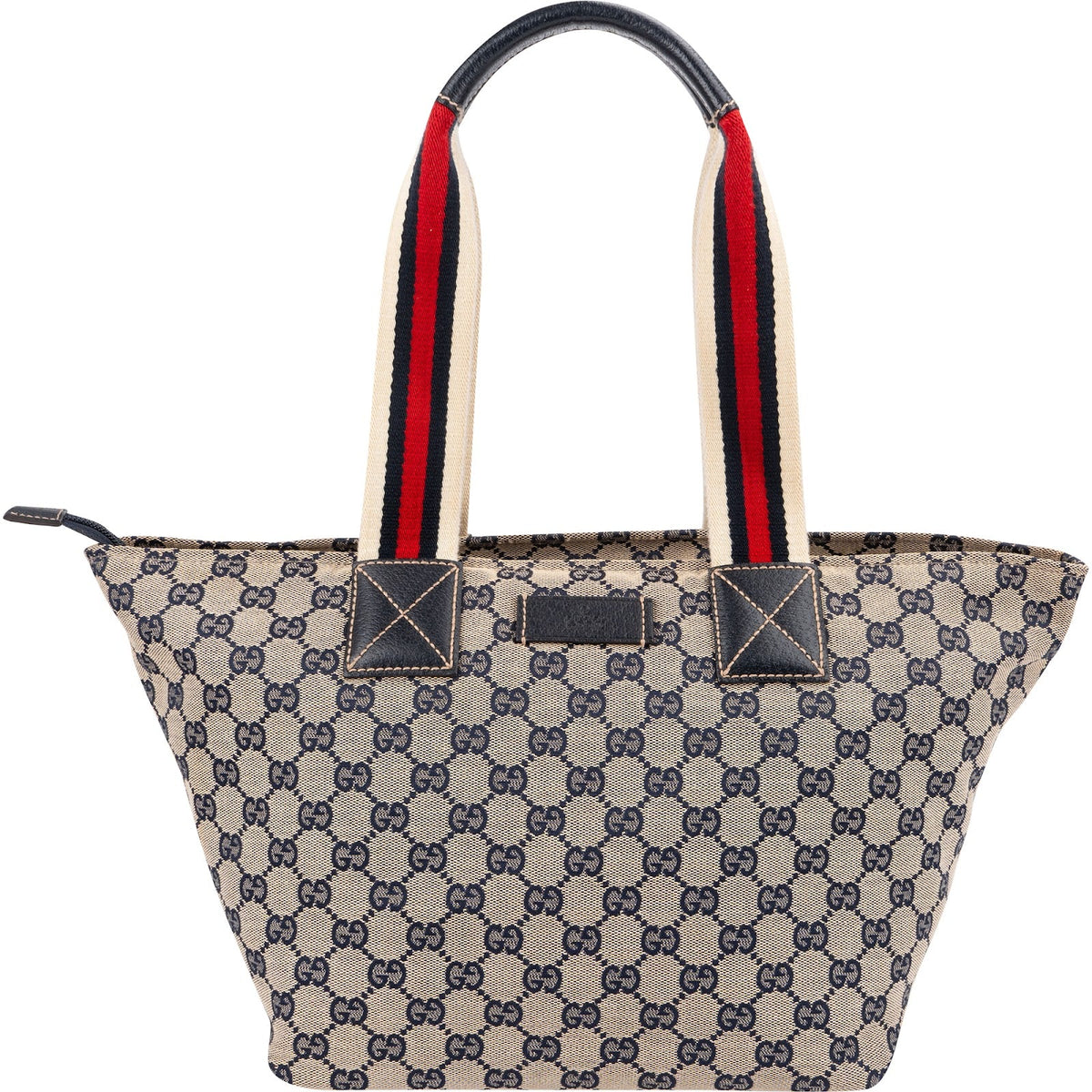 Gucci Plus Monogram GG Canvas Web Shopper Tote Handbag