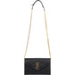 Saint Laurent Grain de Poudre Leather Monogram Wallet On Chain Crossbody Bag