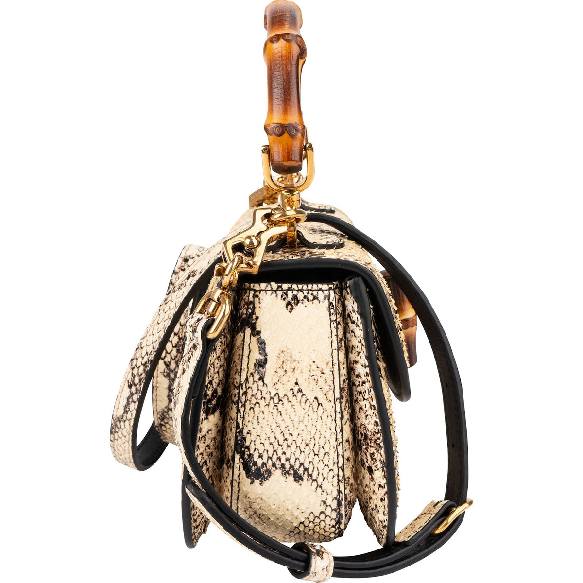 Gucci Multicolor Python Leather Bamboo 1947 Mini Top Handle Handbag