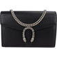 Gucci Grained Leather Crystal Dionysus Mini Chain Wallet Crossbody Bag