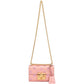 Gucci Pink Leather Glitter Embossed Fruits Small Padlock Crossbody Bag