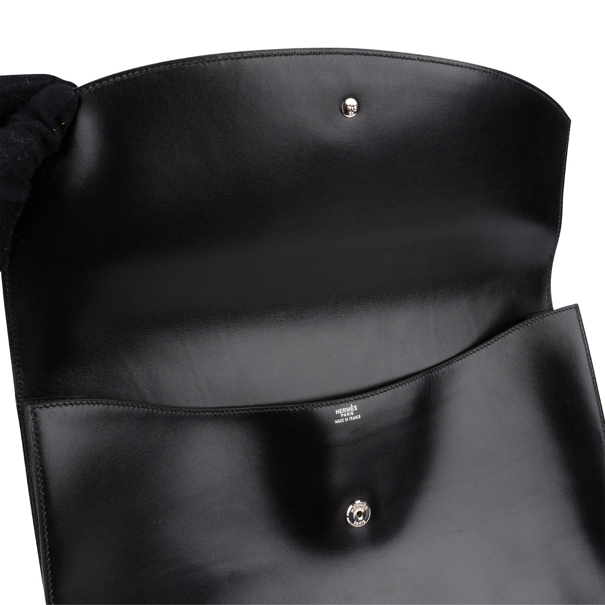 Hermès Noir Box Calfskin Rio Piano Clutch
