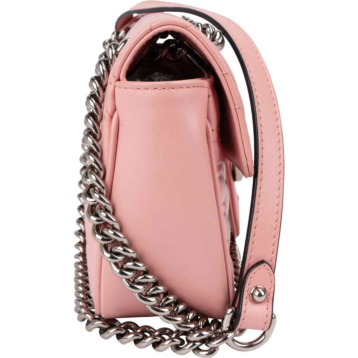 Gucci Pink Matelassé Leather GG Marmont Small Crossbody Bag