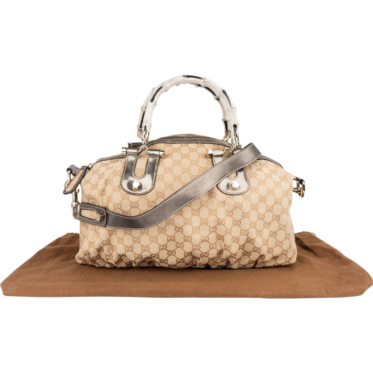 Gucci Bamboo Top Handle aus GG Canvas – Ansicht 2