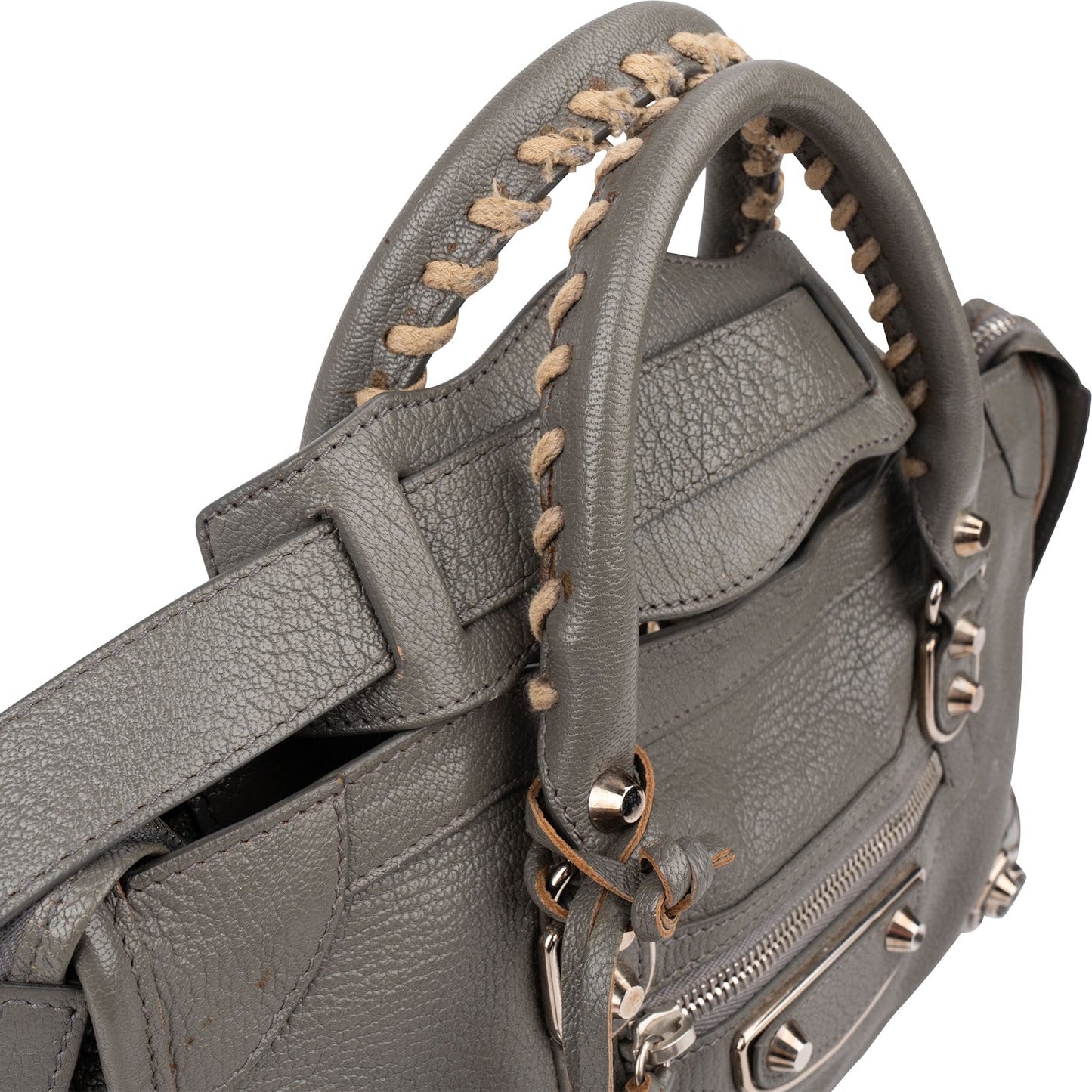 Balenciaga Classic Grey Leather City Handbag