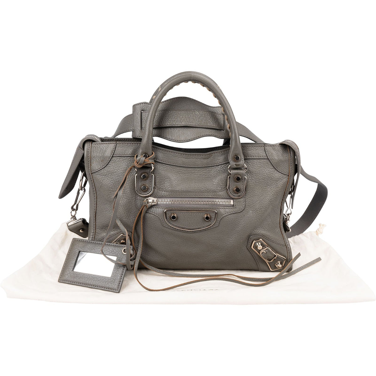Balenciaga Classic Grey Leather City Handbag