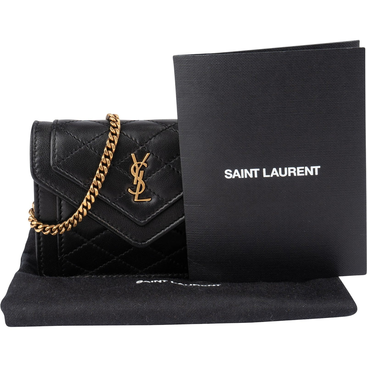 Saint Laurent Cassandre Envelope Micro aus gestepptem Lammleder – Ansicht 2
