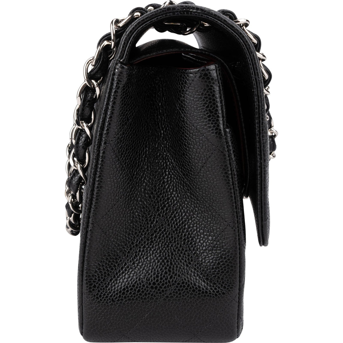 Chanel Quilted Caviar Leather Palladium Double Flap Jumbo Crossbody Bag