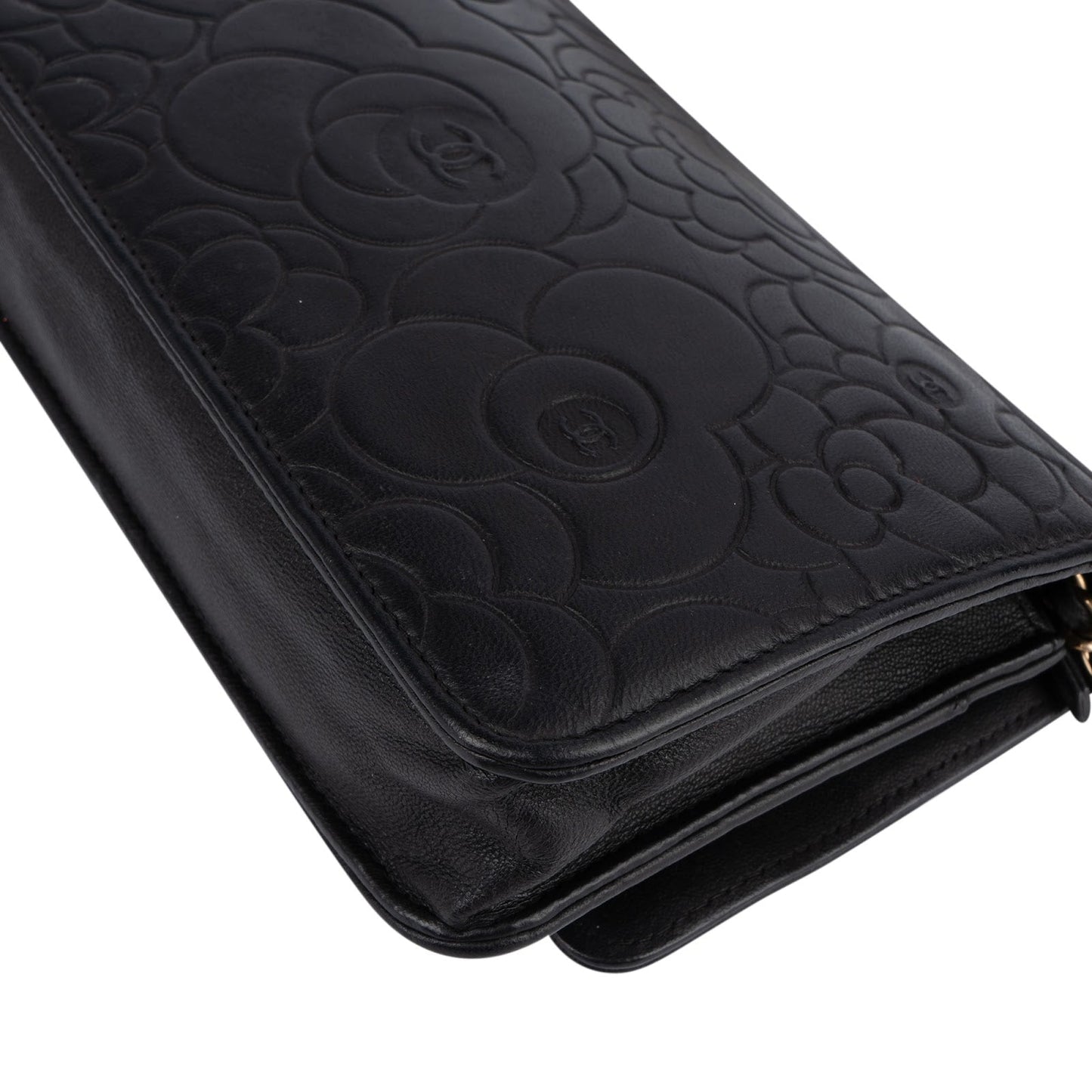 Chanel Embossed Leather Camellia Wallet On Chain Crossbody Bag