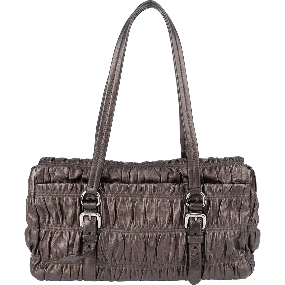 Prada Matelassé Nappa Leather Gaufre Coffer Satchel Shoulder Bag