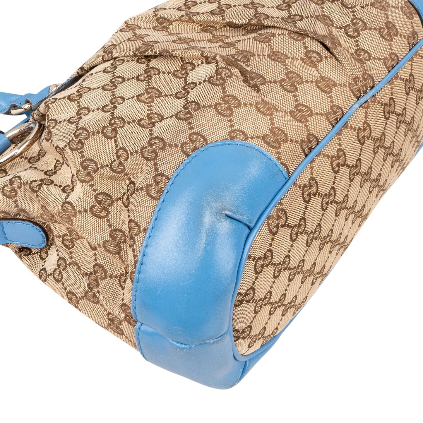 Gucci Monogram GG Blue Leather Sukey Handbag