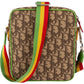 Christian Dior Trotter Monogram Multicolor Striped Rasta Messenger Crossbody Bag