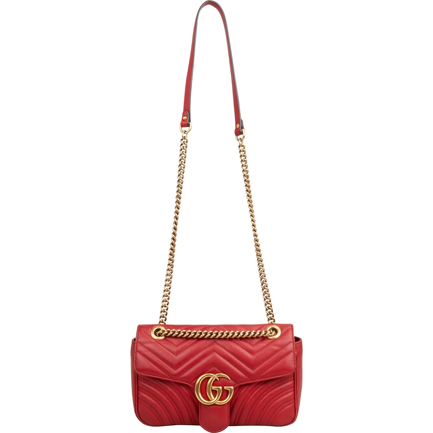 Gucci Chevron Matelassé Leather GG Marmont Medium Shoulder Crossbody Bag