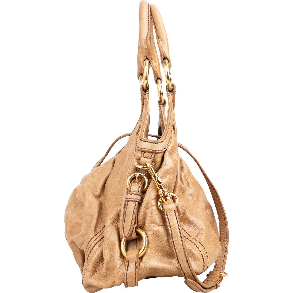 Miu Miu Hobo aus beigem Vitello-Lux-Leder – Ansicht 6