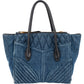 Miu Miu Biker Tote aus gestepptem Denim – Ansicht 4