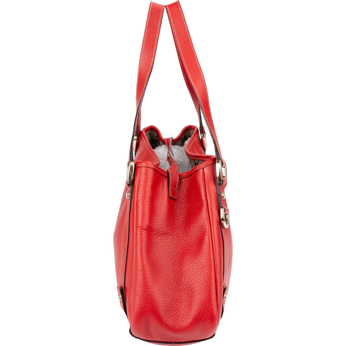 Gucci Red Pebbled Leather D-Ring Handbag