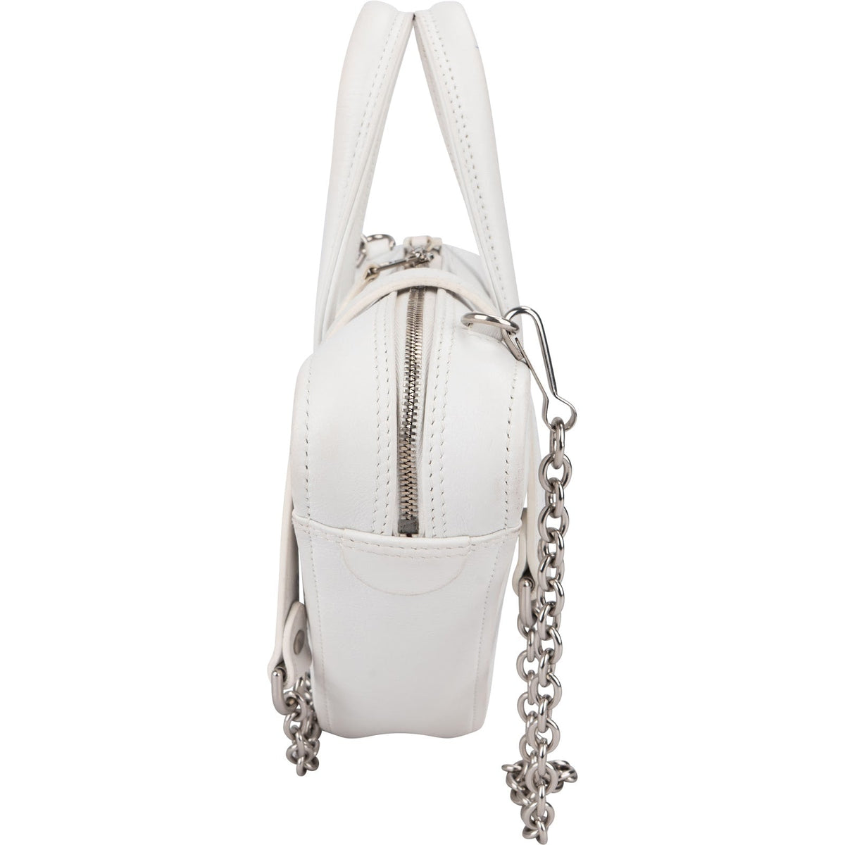 Balenciaga Triangle Duffle S aus weißem Leder – Ansicht 5