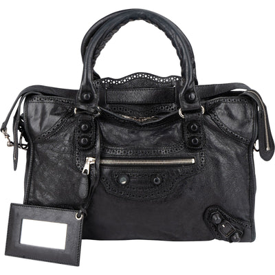 Balenciaga Black Leather City Handbag