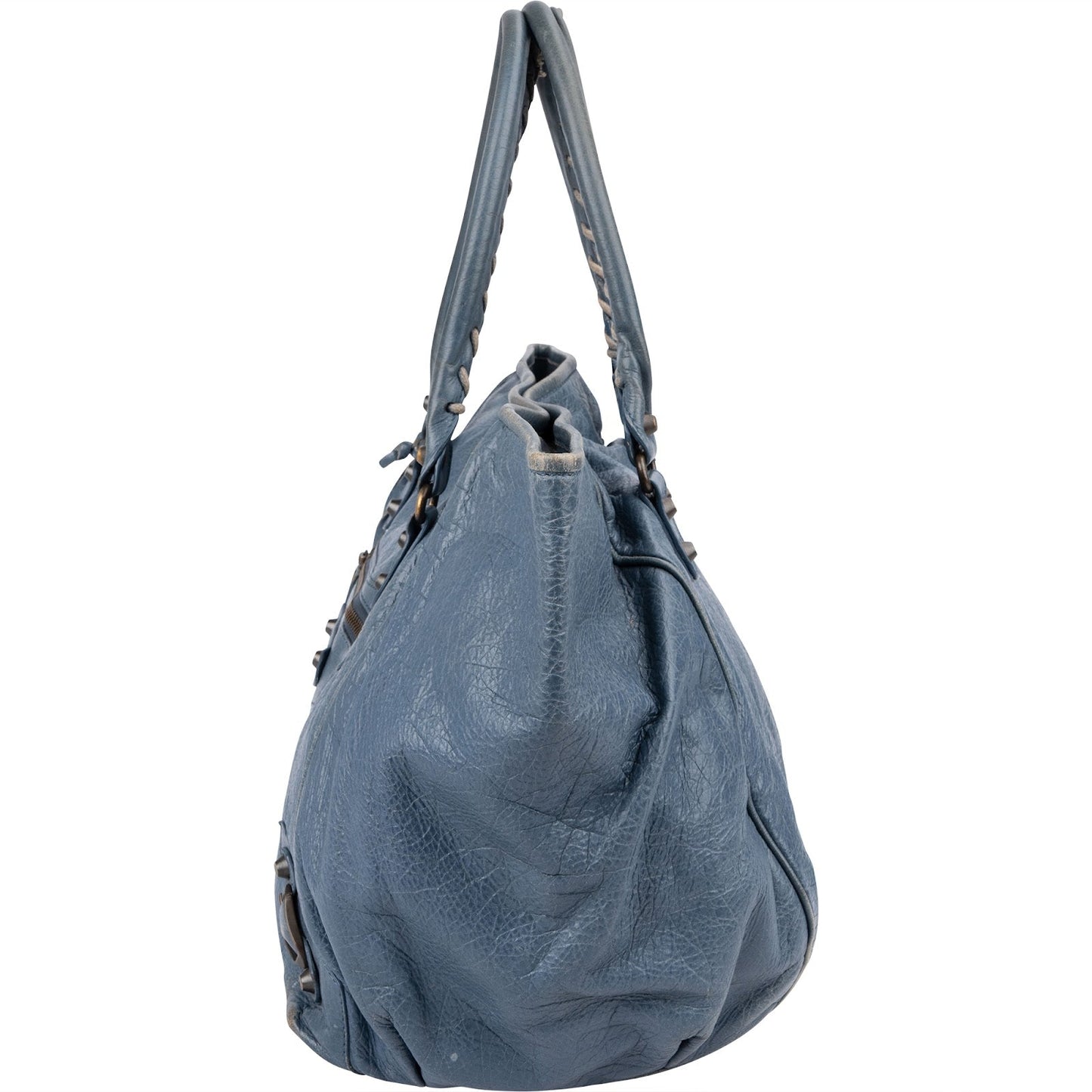 Balenciaga Blue Leather The Work City Tote Shoulder Bag
