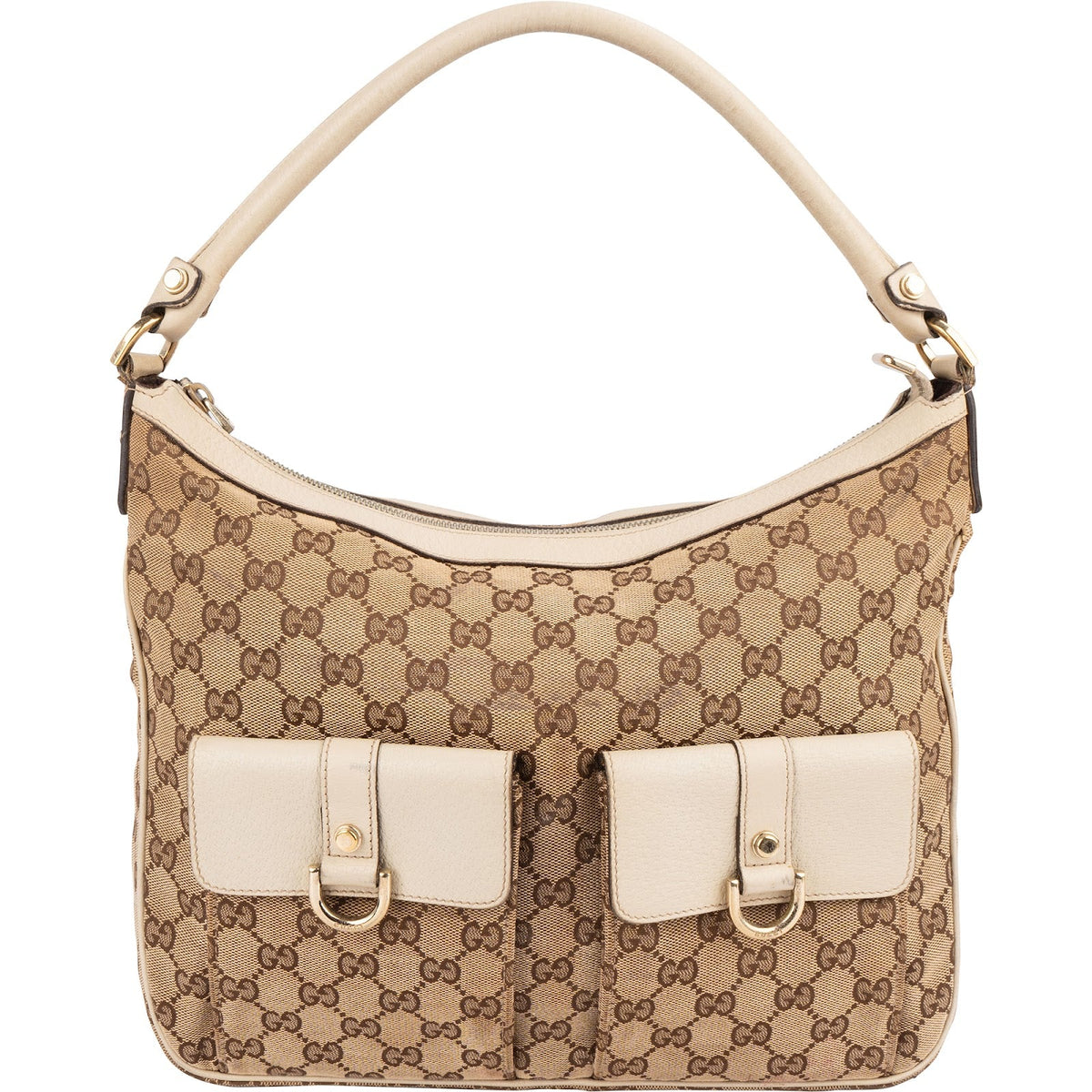 Gucci Monogram GG Abbey Double Pocket Hobo Shoulder Bag