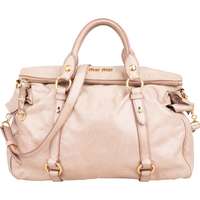 Miu Miu Vitello Lux Leather Bow Satchel Handbag