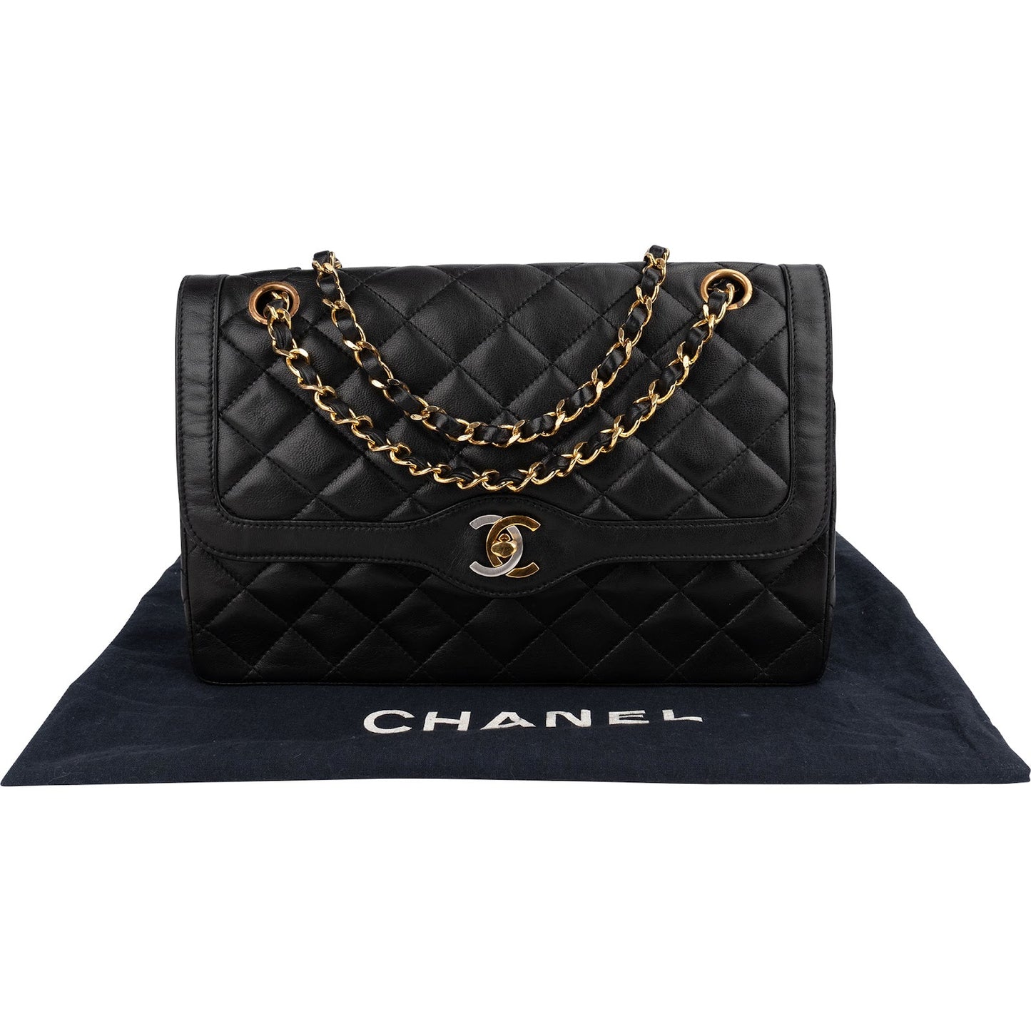 Chanel Quilted Lambskin Bicolor Double Flap Shoulder Bag