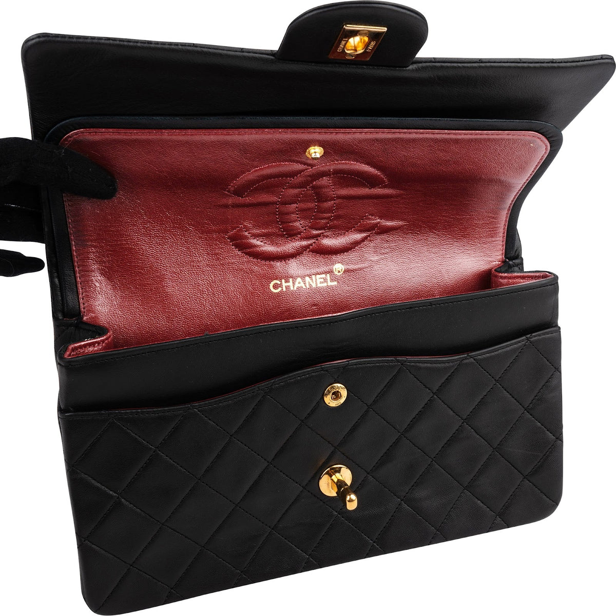 Chanel Quilted Lambskin 24K Gold Medium Double Flap Shoulder Bag