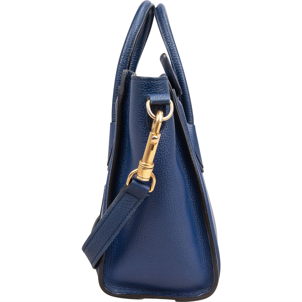Céline Blue Grained Leather Luggage Nano Crossbody Handbag