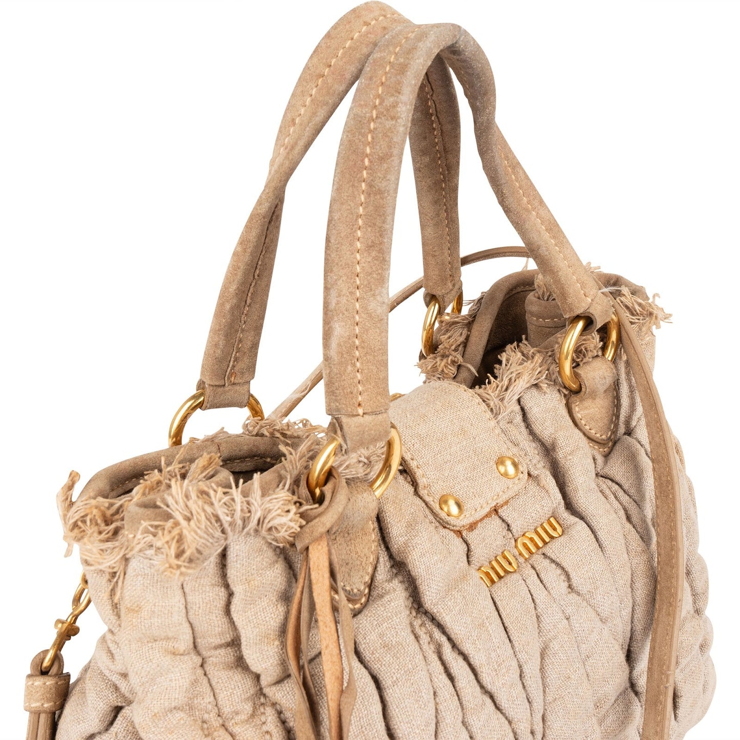 Miu Miu Quilted Fabric City Handbag