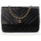 Chanel Chevron Lambskin 24K Gold Single Flap Shoulder Bag
