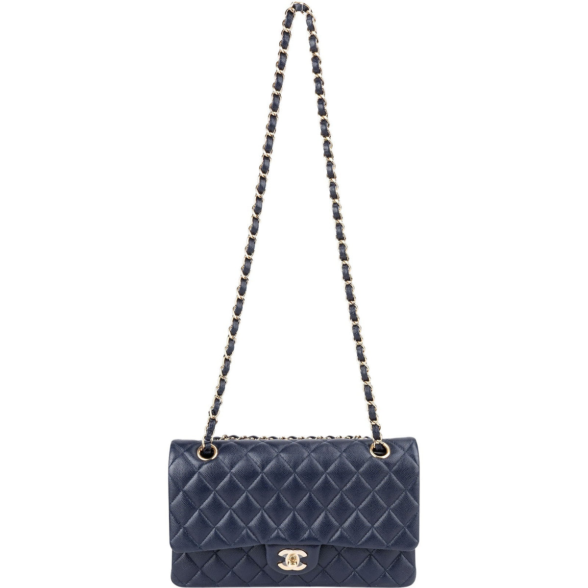 Chanel Quilted Caviar Leather Medium Gold Double Flap Shoulder Bag