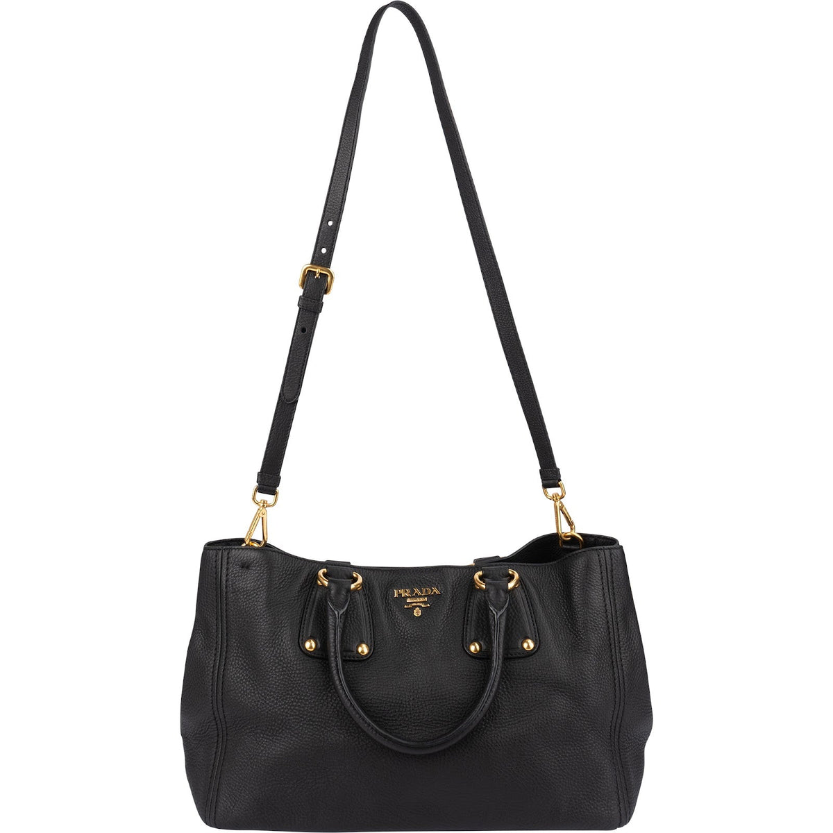 Prada Black Vitello Daino Leather Tote Handbag