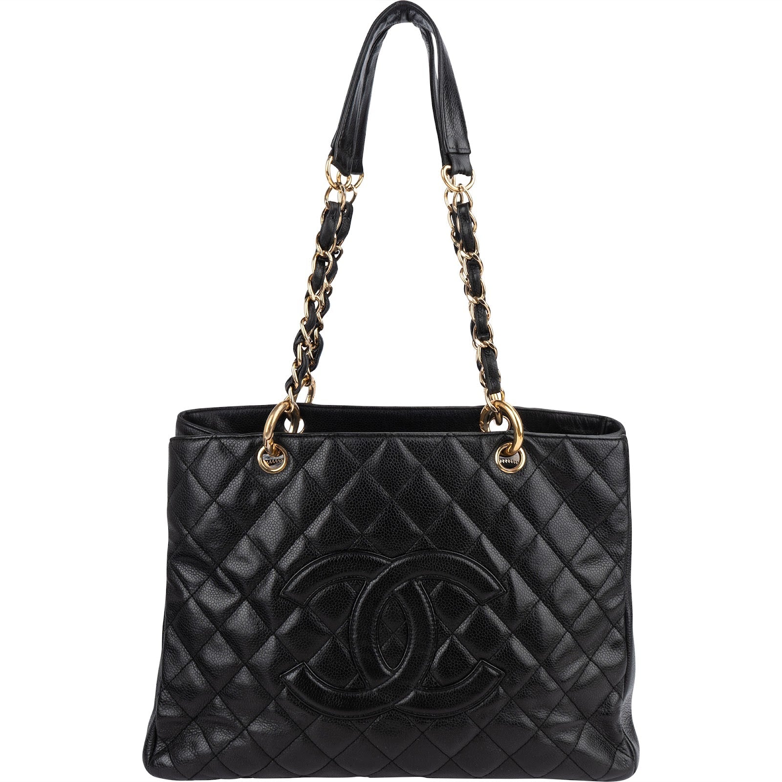 Chanel Quilted Caviar Leather Grand Shopping Tote Shoulder Bag
