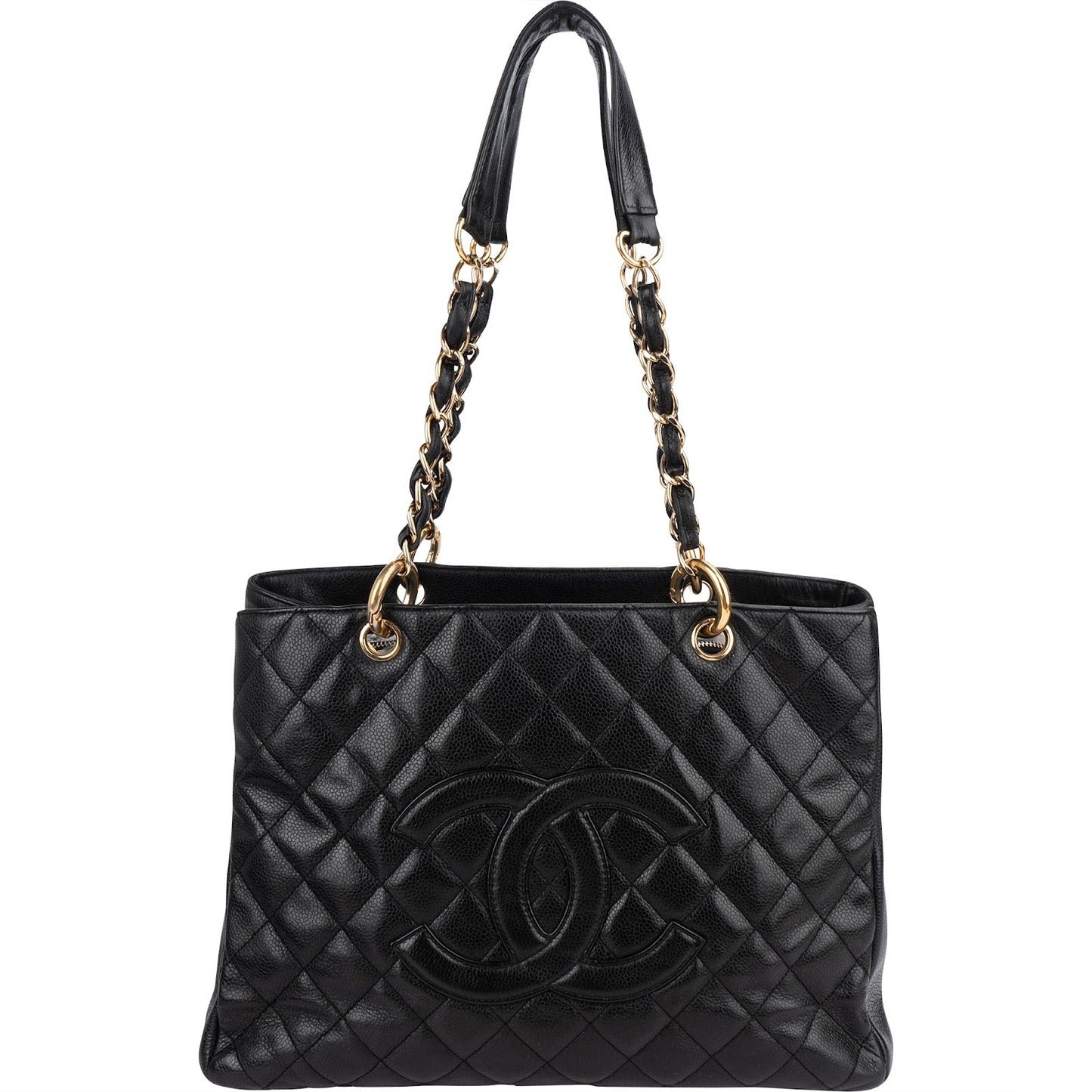 Chanel Quilted Caviar Leather Grand Shopping Tote Shoulder Bag