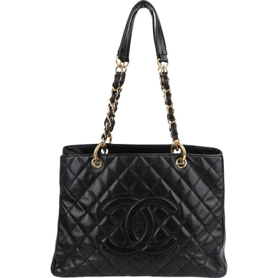 Chanel Quilted Caviar Leather Grand Shopping Tote Shoulder Bag