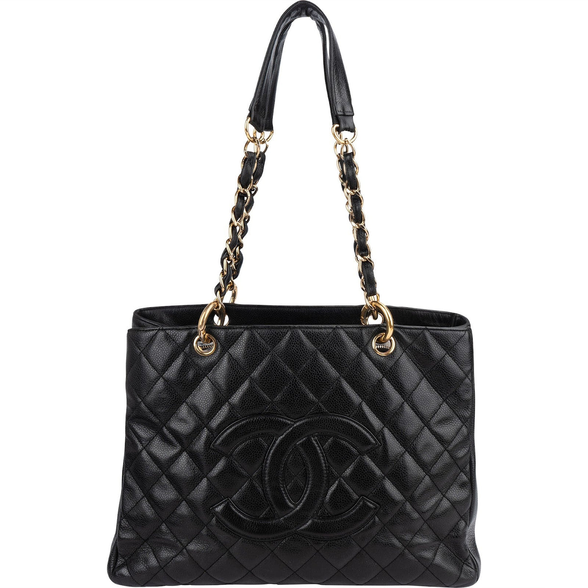 Chanel Quilted Caviar Leather Grand Shopping Tote Shoulder Bag