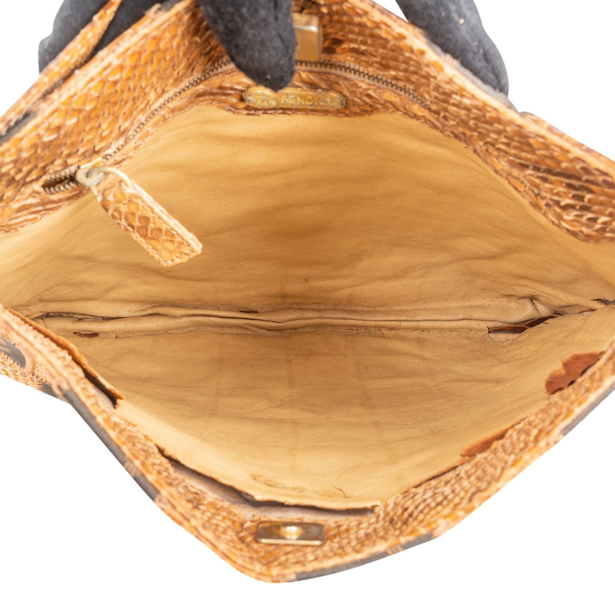 Fendi Monogram Python and Zucca Canvas Patchwork Shoulder Bag